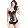 Leopard Print Rubber Corset 9 Steel Bone Natural Latex Court